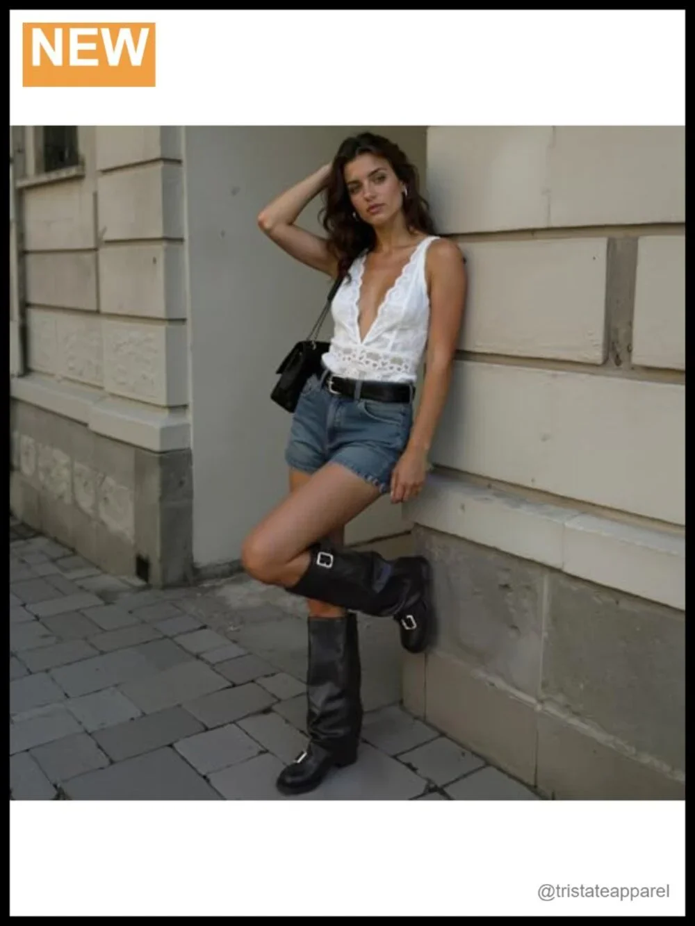 Fold Over Knee High Boots Women Chunky Block Heel Round Toe Pull On Slouchy